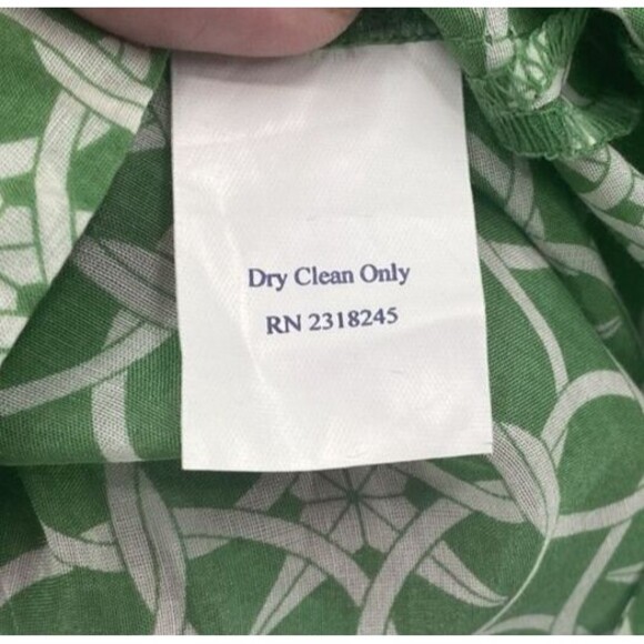 Vineyard Vines Womens Blouse XS Preppy Green Print Blue Cotton Silk Tunic Top - Picture 5 of 5